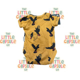 Dusty Road Apparel Mustard Bird Print Bodysuit
