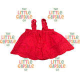 Tahari Red Pinafore Dress