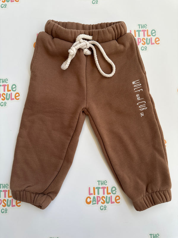 Wolf & Cub Tan Lolo Logo Trackies