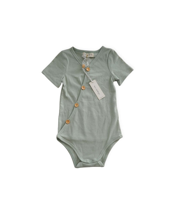 Two Darlings Light Green Cross Button Bodysuit