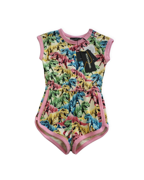 Rock Your Baby Pink Jurassic World T-Rex Cotton Playsuit