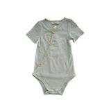 Two Darlings Light Green Cross Button Bodysuit