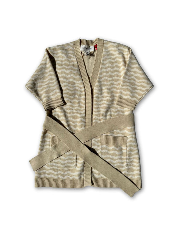 Grown Cream & Beige Tie-Front Cardigan