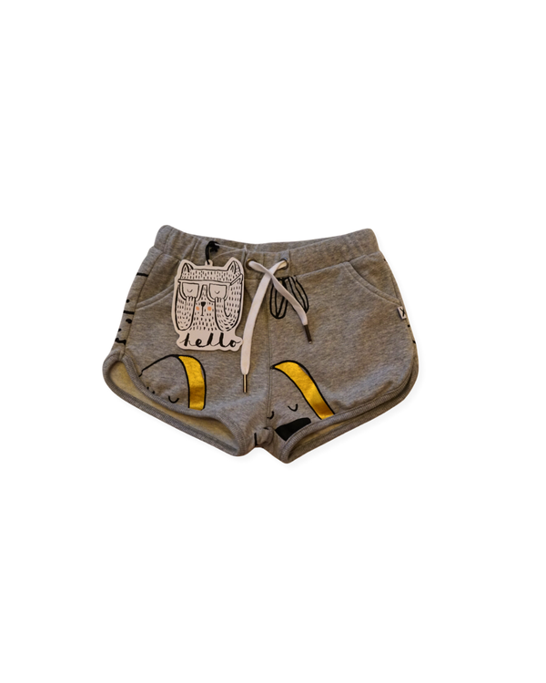 Minti Grey Cotton Shorts with Gold Print