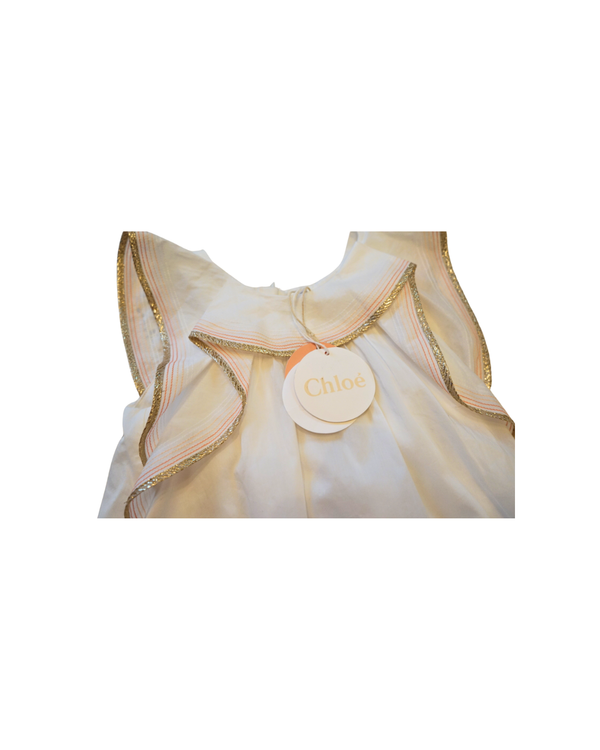 Chloé Cream Cotton Sleeveless Top with Stitched Neckline Detail