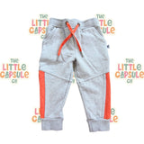 Minti Grey Fleece Trackies with Orange Stripe