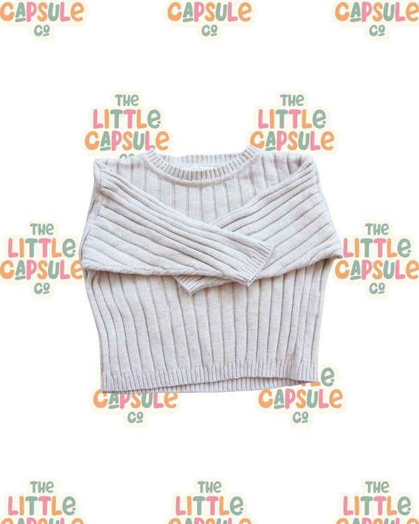 Grown Taupe Rib Lightweight Cotton Jumper
