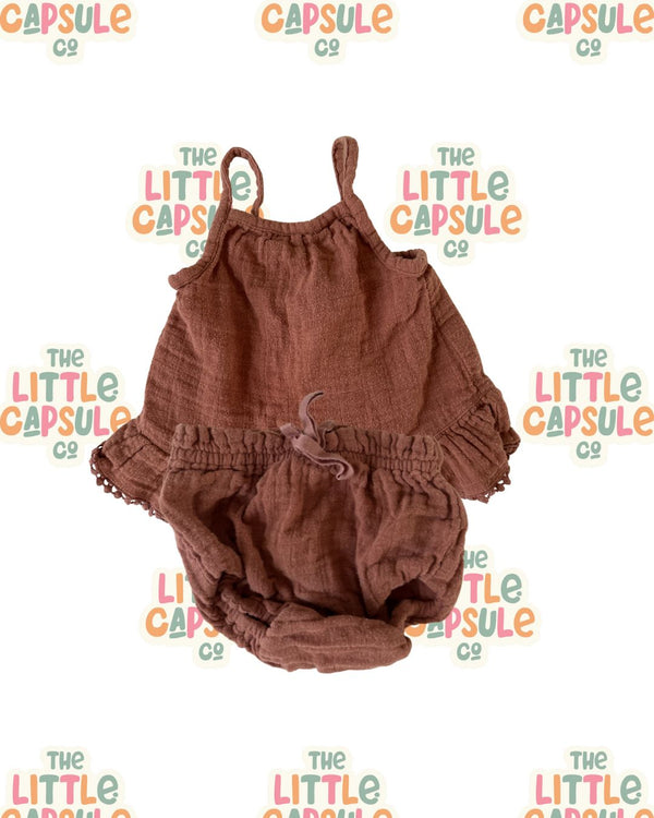 Jamie Kay Brown Top & Bloomer Set