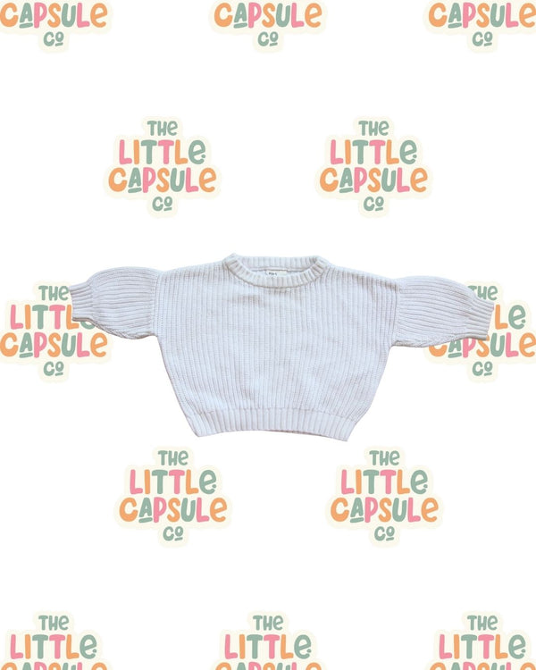 Bloss The Label White Rib Knit Jumper