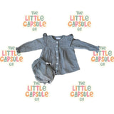 Jamie Kay Grey Raw Cotton Dress with Bloomers