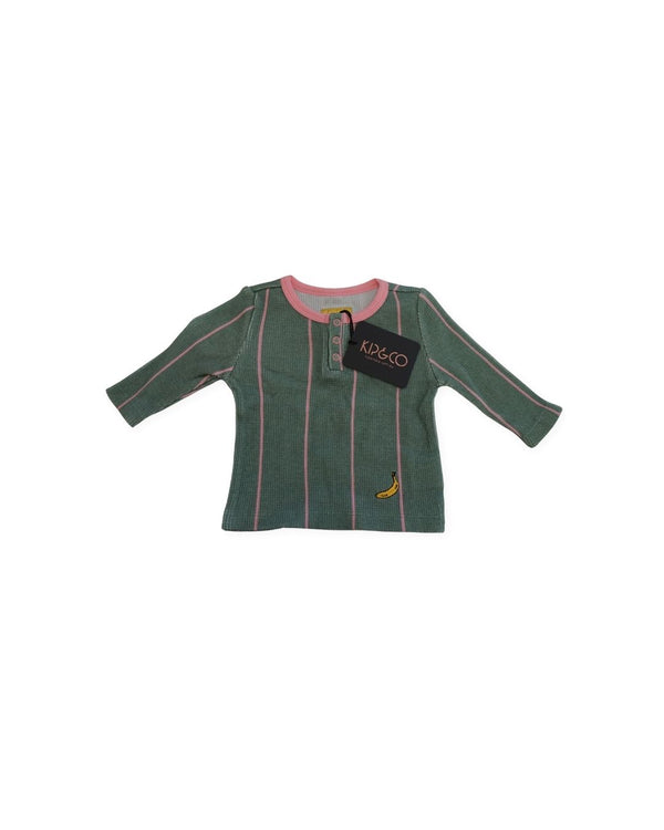 Kip & Co Green Pink Stripes Top