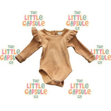 Bonnie & Harlo Taupe Long Sleeve Flutter