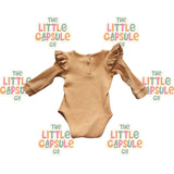 Bonnie & Harlo Taupe Long Sleeve Flutter