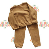 Quincy Mae Taupe Waffle Cotton Two-Piece Set
