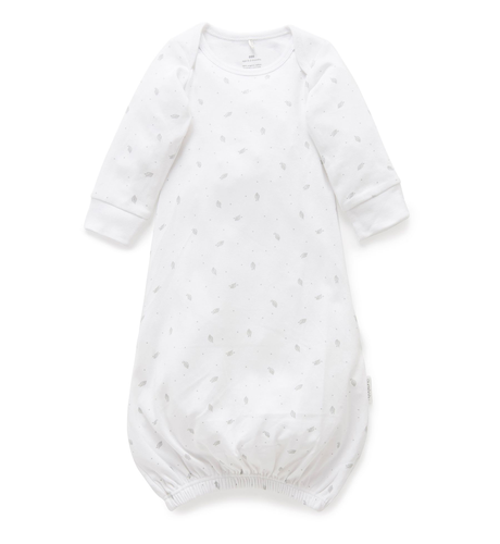 Purebaby Essential Sleepsuit Pale Grey Leaf