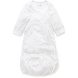 Purebaby Essential Sleepsuit Pale Grey Leaf