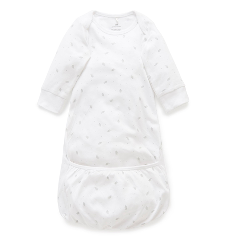 Purebaby Essential Sleepsuit Pale Grey Leaf