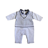 Armani Baby Grey & Navy Trim Playsuit