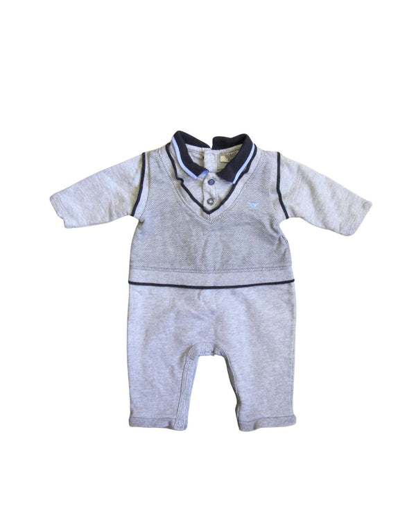 Armani Baby Grey & Navy Trim Playsuit