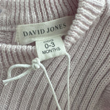David Jones Lilac Rib Knit Dress with Frills & Roses