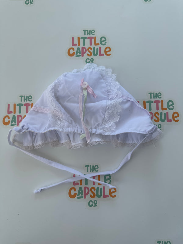 White Cotton Lace Bonnet