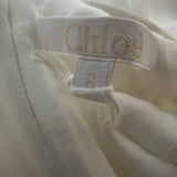 Chloé Cream Cotton Sleeveless Top with Stitched Neckline Detail