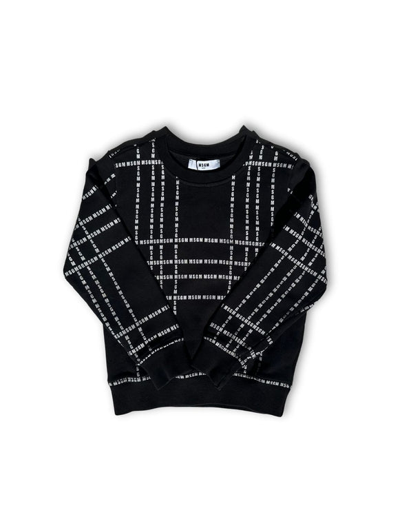 MSGM Black & White Logo Stripe Jumper