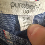 Purebaby Blue Stripe Playsuit