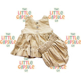 Little Peachy Tan Cotton Dress with Bloomers
