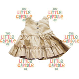 Little Peachy Tan Cotton Dress with Bloomers