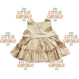 Little Peachy Tan Cotton Dress with Bloomers