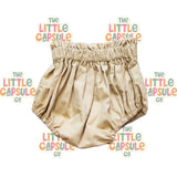 Little Peachy Tan Cotton Dress with Bloomers