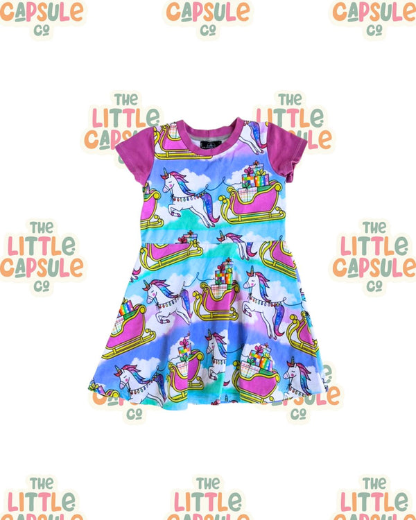 Our Little Legend Unicorn Christmas Skater Dress