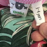 Oishi-M Oversized Tee – Hawaiian Print & Pink Stripe