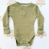 Snuggle Hunny Olive Green Long Sleeve Bodysuit