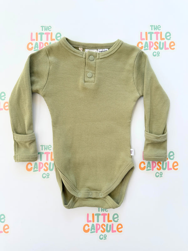 Snuggle Hunny Olive Green Long Sleeve Bodysuit