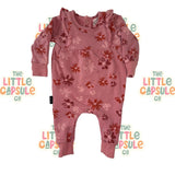 Tiny Tribe Pink Floral Frill Romper